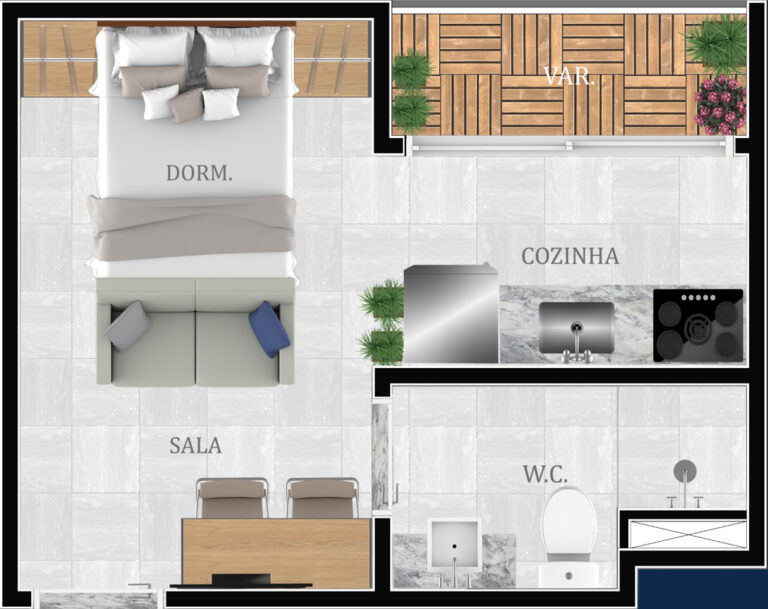 Planta referente as unidades de final 08 dos pavimentos ímpares.