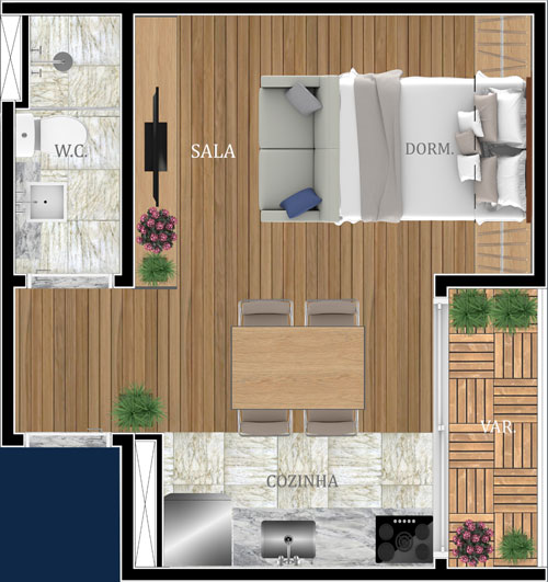 Planta referente as unidades de final 10 dos pavimentos pares.